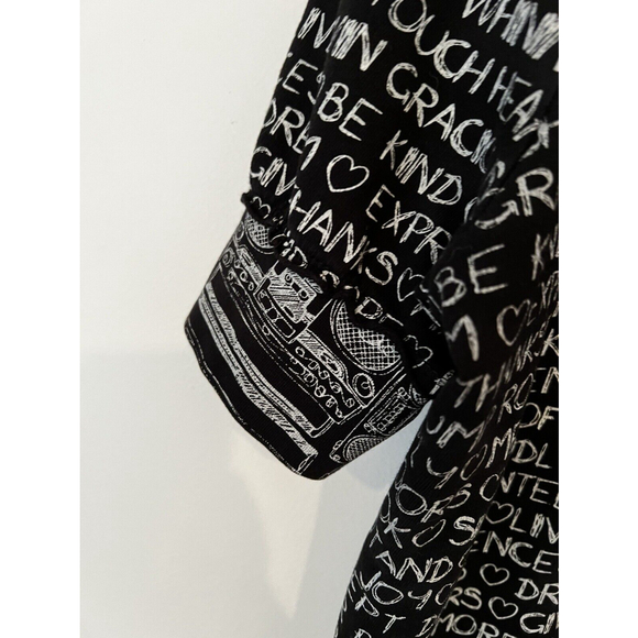 Womens Sweet Child Love Notes Peace Inspirational Black Hoodie Zip Up Jacket M - Picture 5 of 9